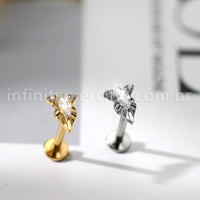 Piercing Labret Com Detalhes Titânio Zircônia Oval