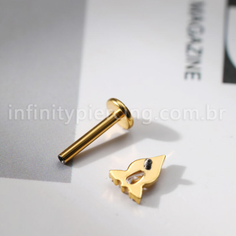 Piercing Labret Com Detalhes Titânio Zircônia Oval