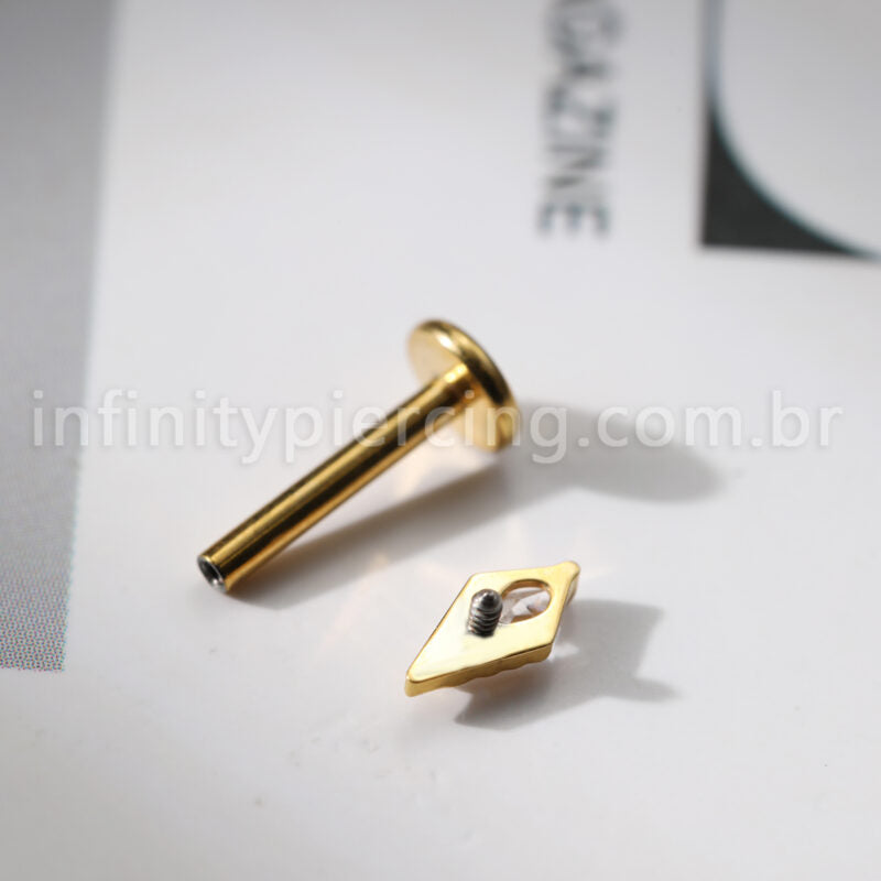 Piercing Labret Losango Titânio Zircônia