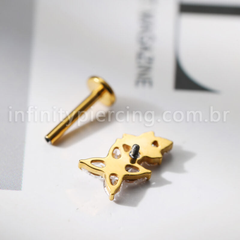 Piercing Labret 2 Flor Titânio Zircônia
