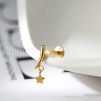 Piercing Labret Pingente Estrela Titânio Zircônia