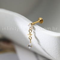 Piercing Labret Redondo Titânio Com Pingente Zircônia