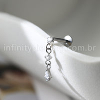 Piercing Labret Redondo Titânio Com Pingente Zircônia