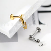 Piercing Labret Pingente Estrela Titânio Zircônia