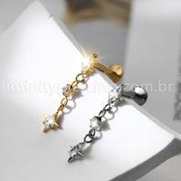Piercing Labret Oval Titânio Com Pingente Zircônia