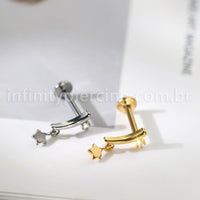Piercing Labret Pingente Estrela Titânio Zircônia