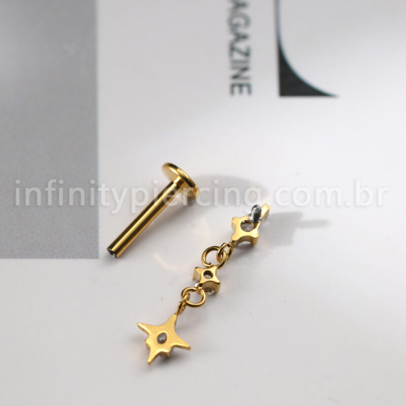 Piercing Labret Oval Titânio Com Pingente Zircônia