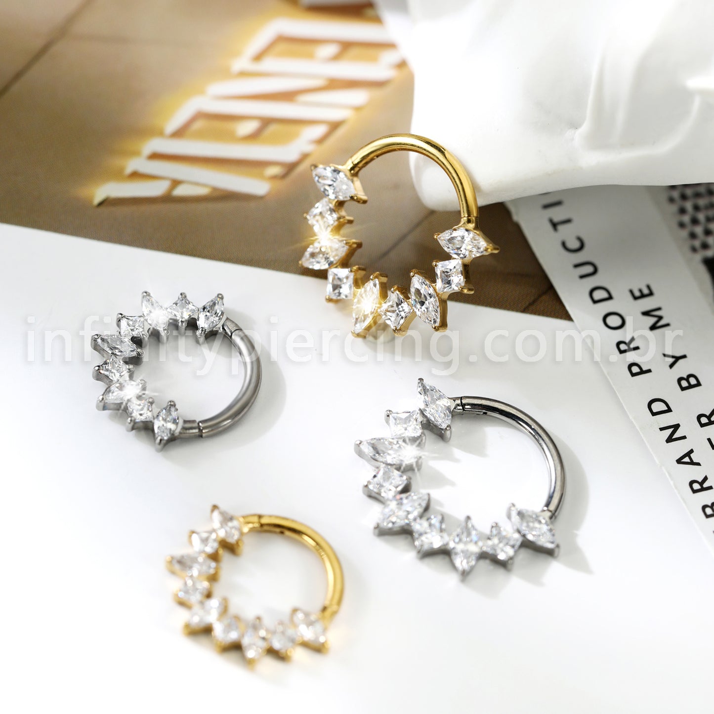 Piercing Argola Titânio Zircônia Cravejada