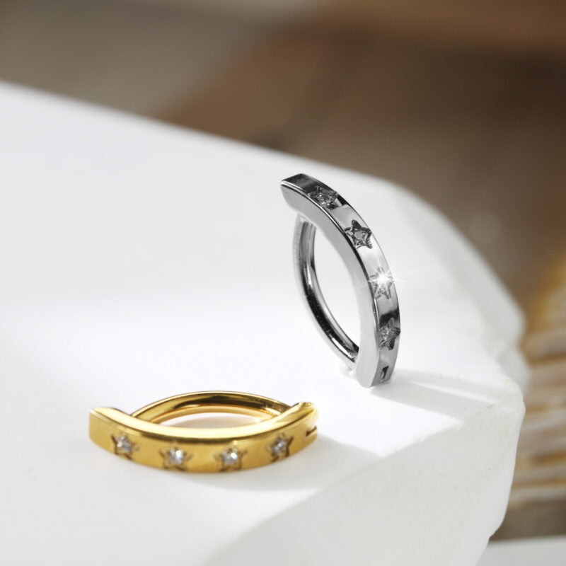 Piercing Argola Para Umbigo Titânio Estrela Zircônias