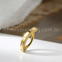 Piercing Argola Para Umbigo Titânio Quadrado Zircônias