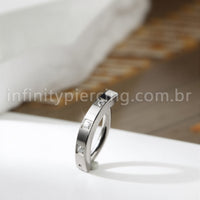 Piercing Argola Para Umbigo Titânio Quadrado Zircônias