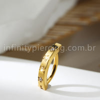 Piercing Argola Para Umbigo Titânio Estrela Zircônias
