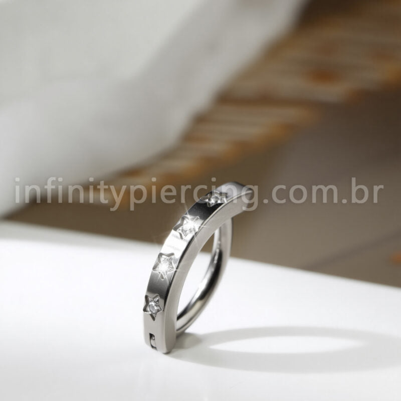 Piercing Argola Para Umbigo Titânio Estrela Zircônias