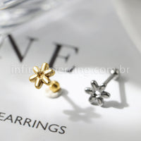 Piercing Barbell Aço Cirúrgico Flor
