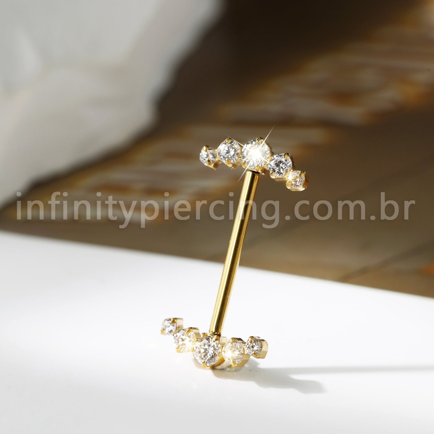 Piercing Barbel Titânio Push Pin Zircônia Cravejada