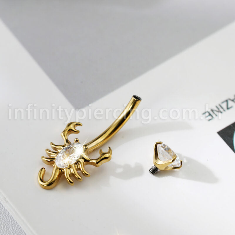 Piercing Banana Escorpião Titânio Zircônia