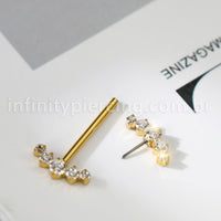 Piercing Barbel Titânio Push Pin Zircônia Cravejada
