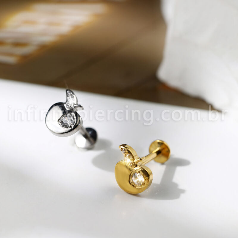 Piercing Labret Maçã Titânio Zircônia