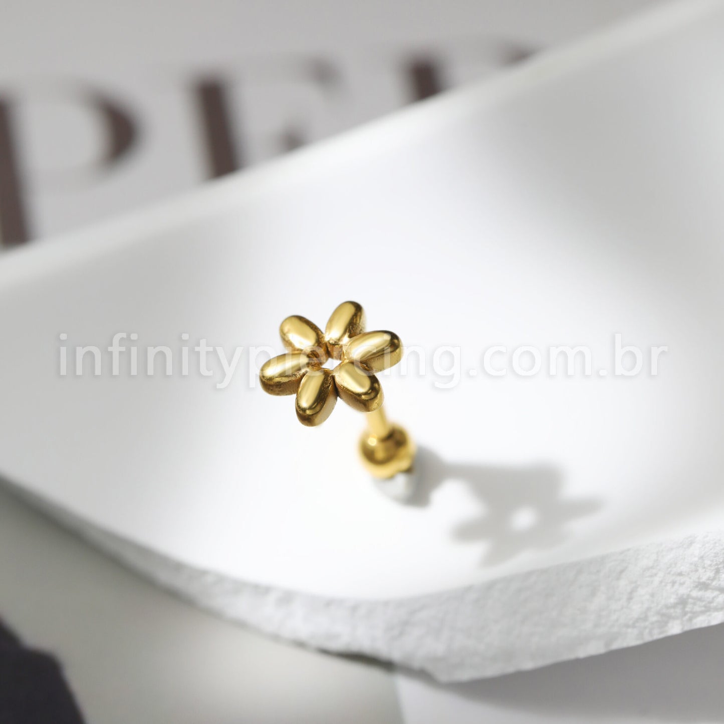 Piercing Barbell Aço Cirúrgico Flor