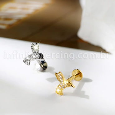 Piercing Labret Titânio Beija Flor Zircônia