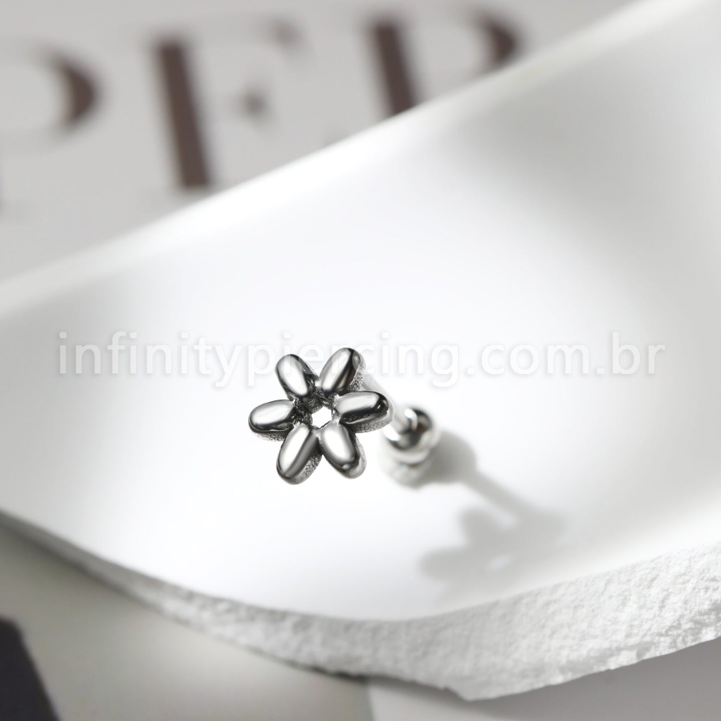 Piercing Barbell Aço Cirúrgico Flor