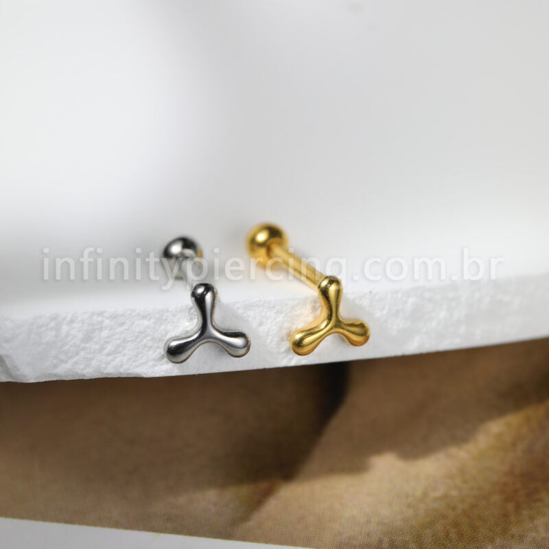 Piercing Minibarbell Aço Cirúrgico Três Lados