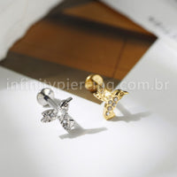 Piercing Labret Titânio Beija Flor Zircônia
