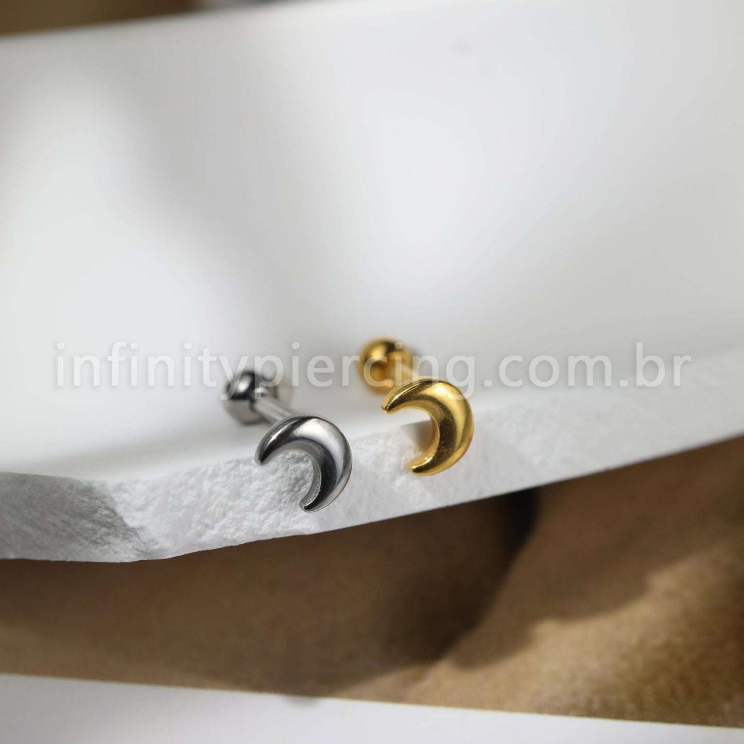 Piercing Barbell Aço Cirúrgico Lua