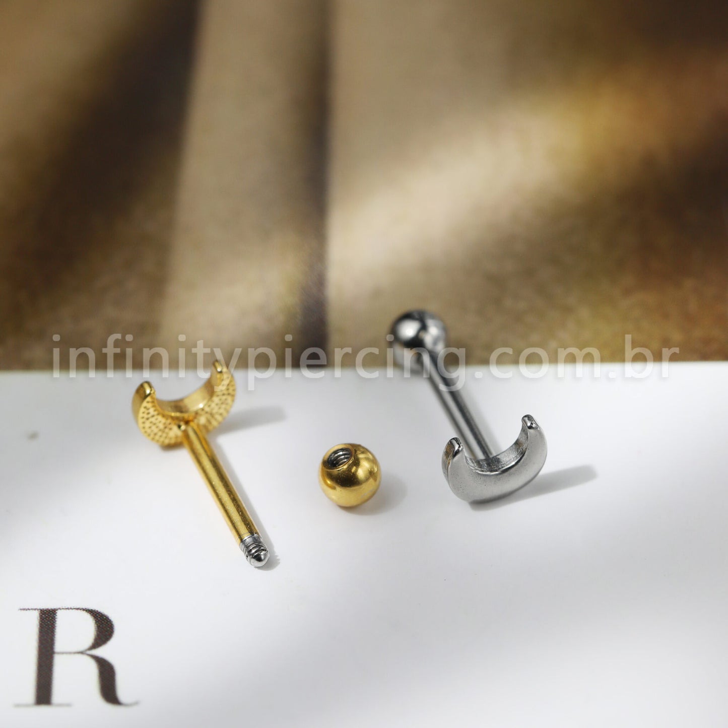 Piercing Barbell Aço Cirúrgico Lua