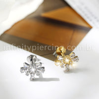 Piercing Labret Meia Flor Titânio Zircônia