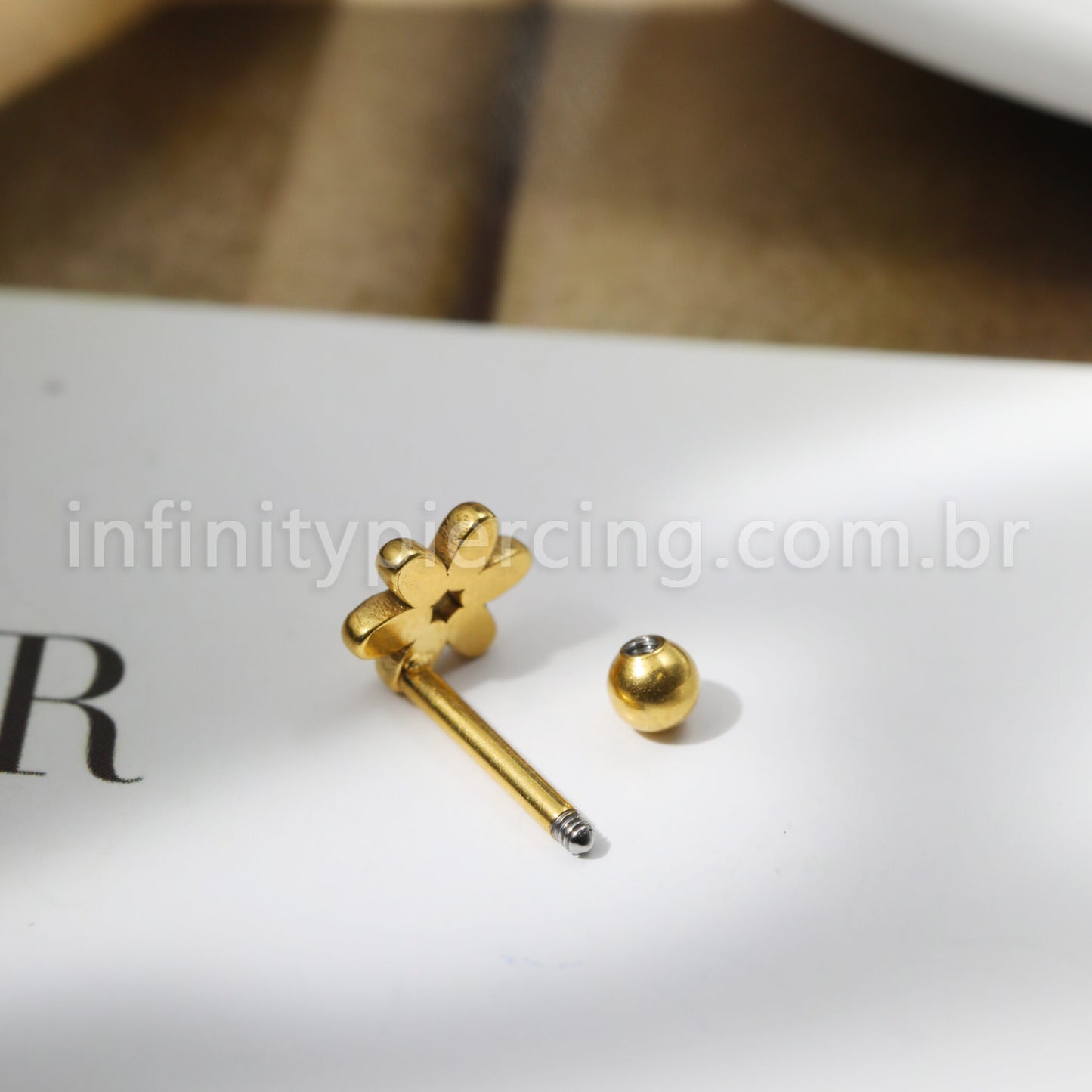 Piercing Barbell Aço Cirúrgico Flor