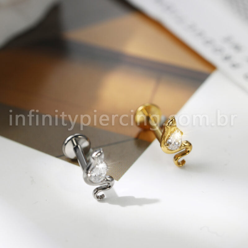 Piercing Labret Cobra Titânio Zircônia Oval
