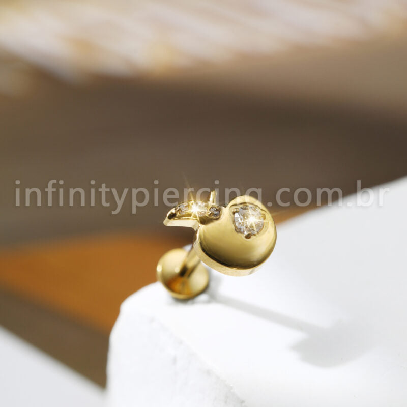 Piercing Labret Maçã Titânio Zircônia