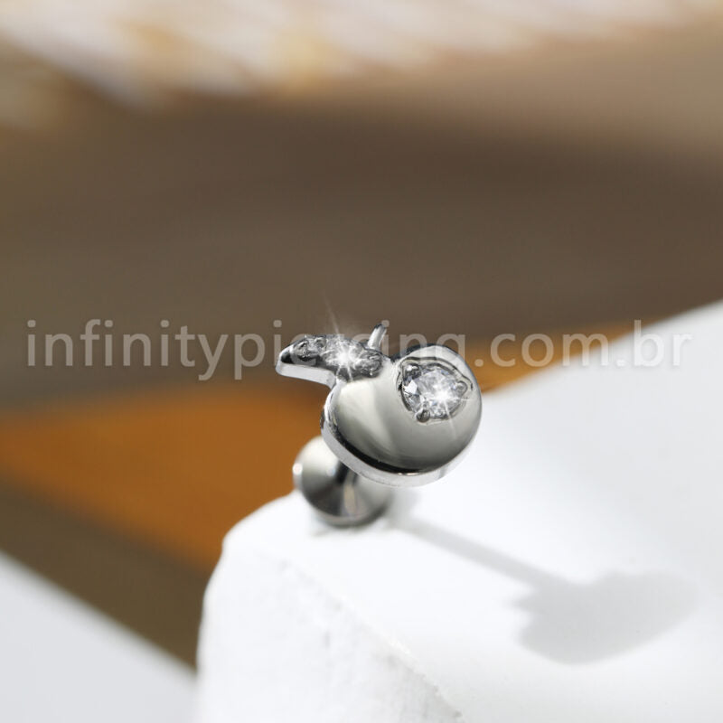 Piercing Labret Maçã Titânio Zircônia