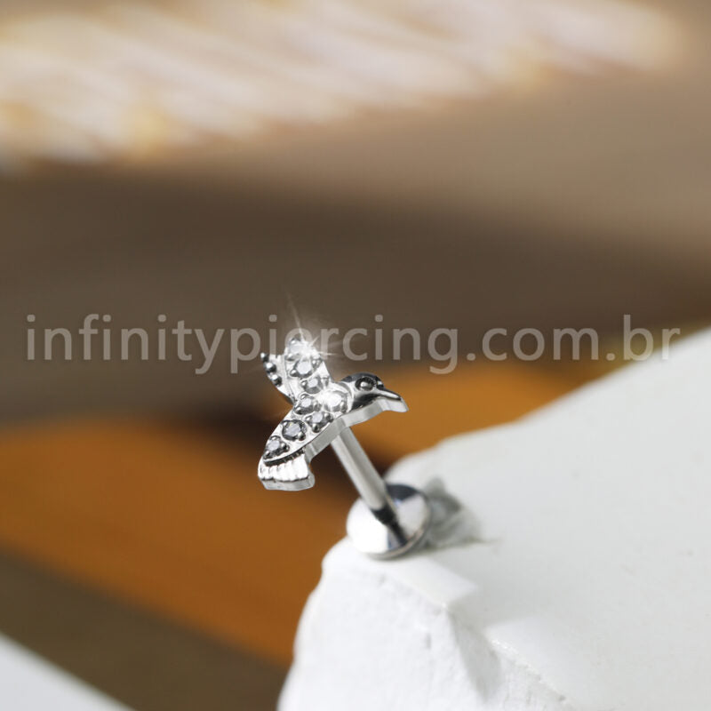 Piercing Labret Titânio Beija Flor Zircônia
