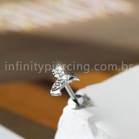 Piercing Labret Titânio Beija Flor Zircônia
