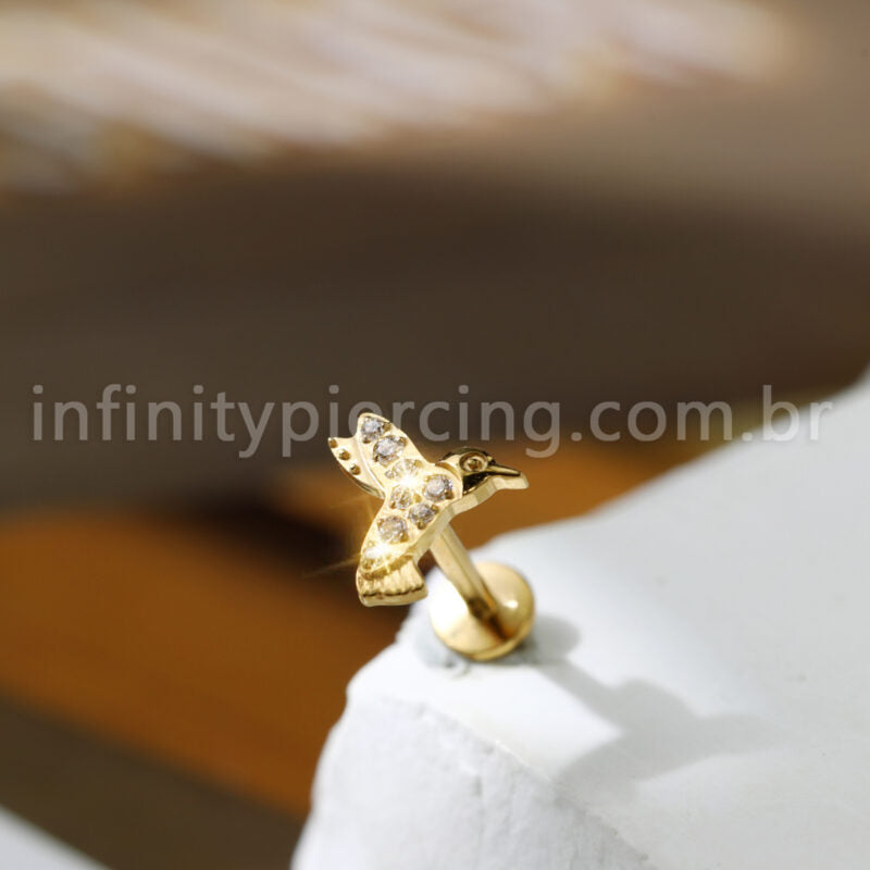 Piercing Labret Titânio Beija Flor Zircônia