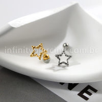 Piercing Minibarbell Aço Cirúrgico Estrela Vazado