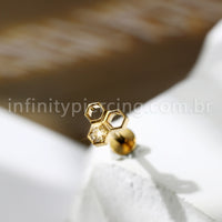 Piercing Labret Favo Titânio Zircônia