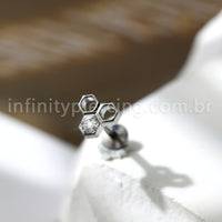 Piercing Labret Favo Titânio Zircônia