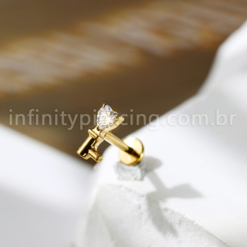 Piercing Labret Chave Titânio Zircônia