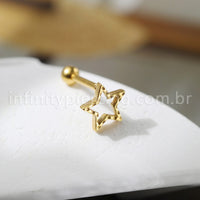 Piercing Minibarbell Aço Cirúrgico Estrela Vazado