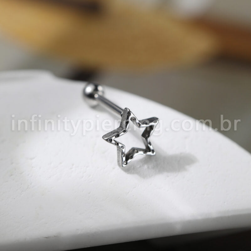 Piercing Minibarbell Aço Cirúrgico Estrela Vazado