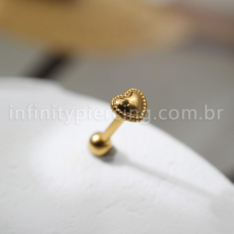 Piercing Barbell Aço Cirúrgico Coração