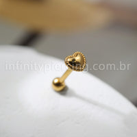 Piercing Barbell Aço Cirúrgico Coração