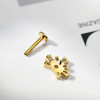 Piercing Labret Meia Flor Titânio Zircônia