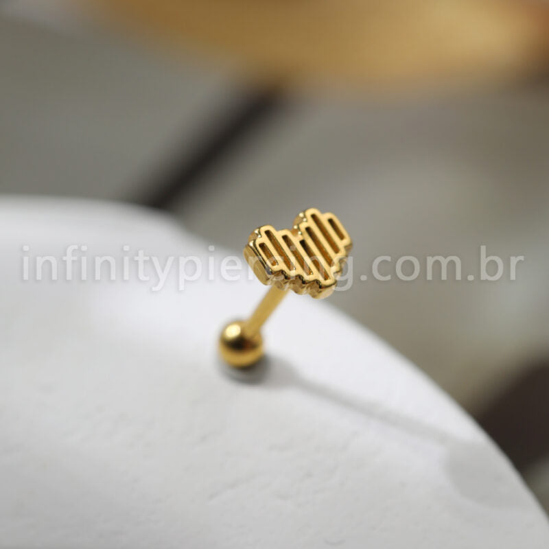 Piercing Barbell Aço Cirúrgico Coração Detalhado