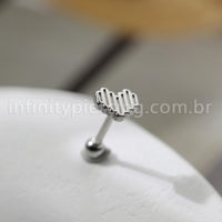 Piercing Barbell Aço Cirúrgico Coração Detalhado