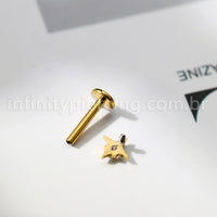 Piercing Labret Titânio Quatro Pontas Zircônia Oval