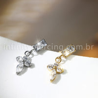 Piercing Labret Retangulo Titânio Com Pingente Zircônia